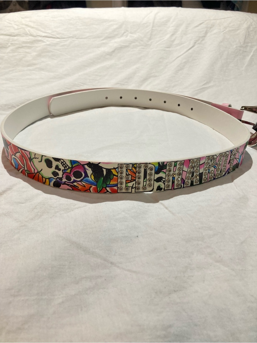 Women’s Ed Hardy Rhinestone stone pink belt, size XL, NWT!